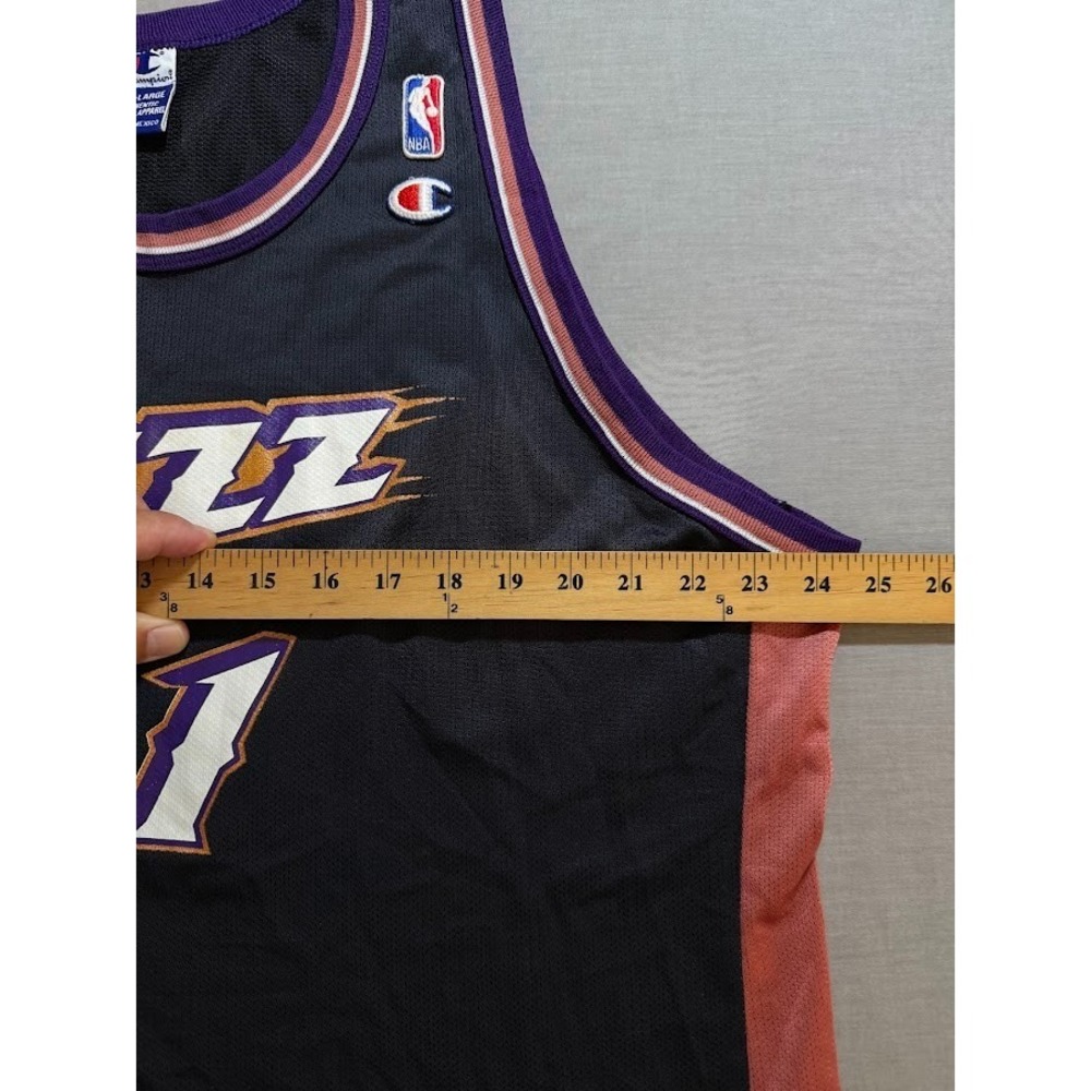 Vintage Utah Jazz #1 Champion NBA Jersey 52 Mens 2XL Black Sleeveless. - Picture 10 of 12